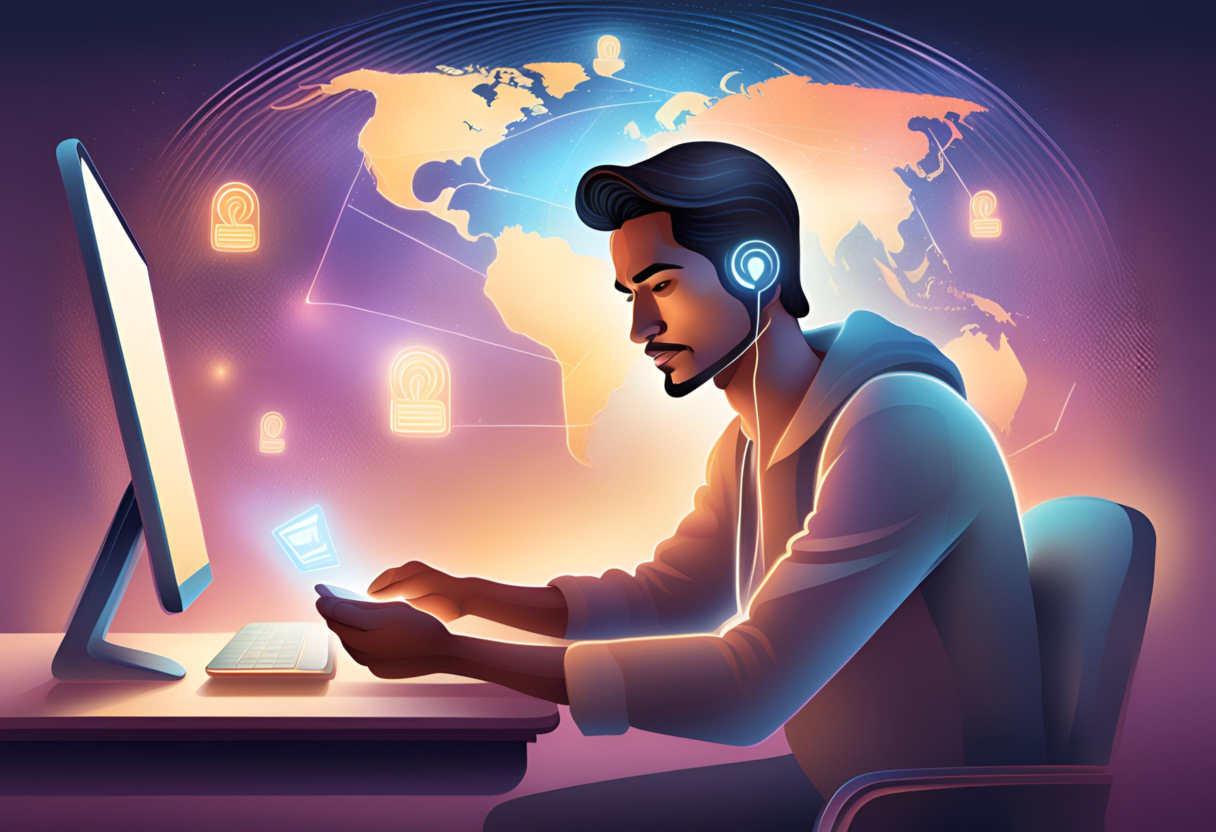 Persona trabajando en un ordenador - IA